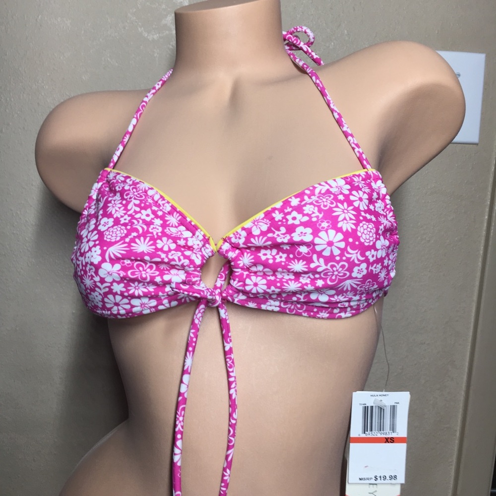 XS Hula Honey Keyhole Pink Floral Bikini Top - Picture 1 of 4